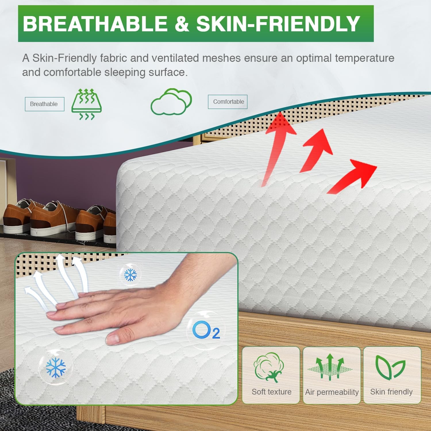 Twin-XL 5 Inch Gel Memory Foam Mattress Medium-Firm Pressure Relief Cooler Sleep