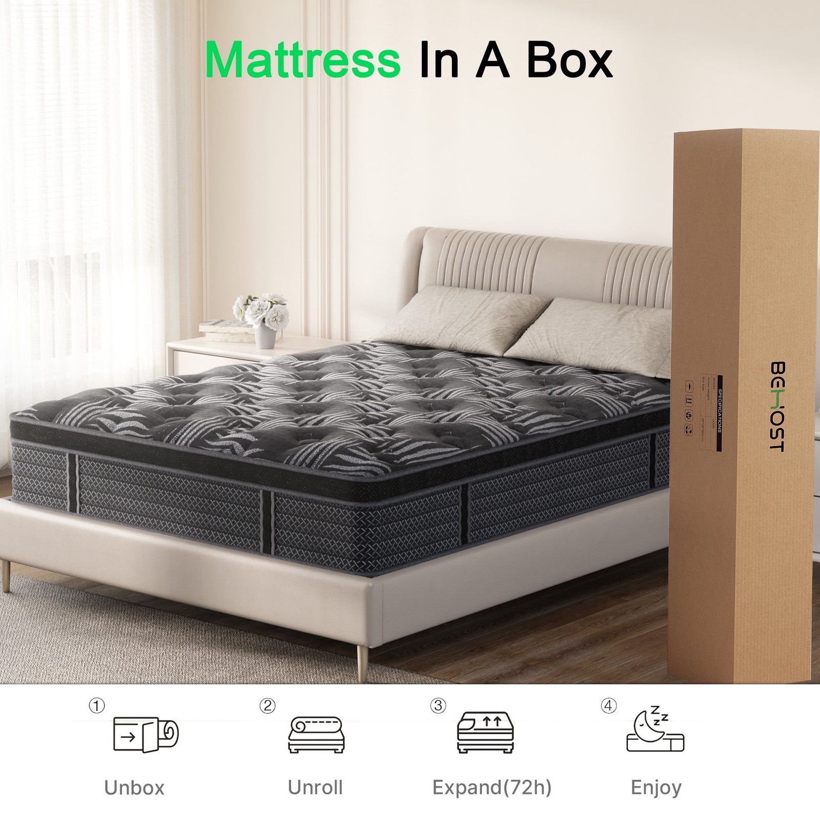 10″ Colchones FULL Size De Espuma 10 Pulgadas Memory Foam Mattress Hybrid Bed