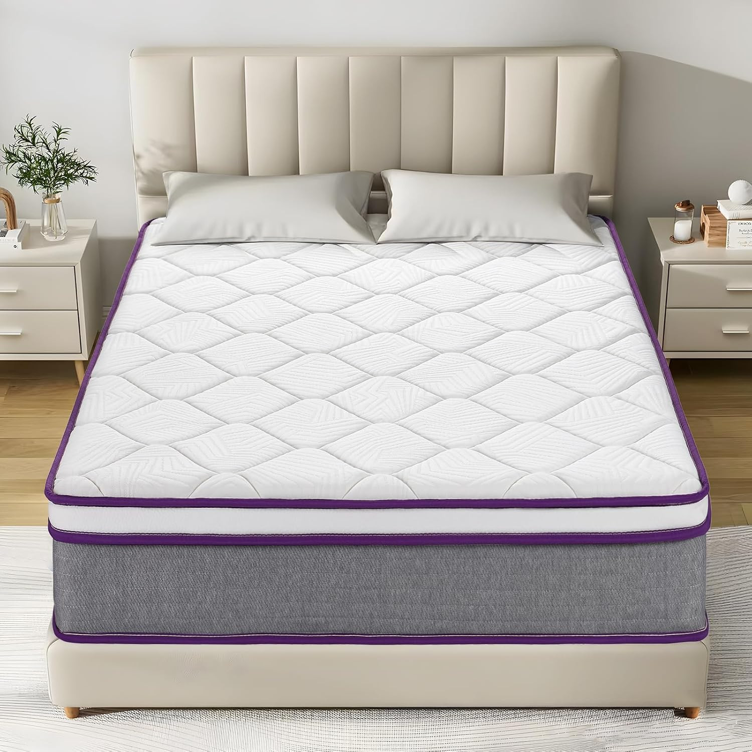 Queen Mattress, 12 Inch Hybrid Mattress with Gel Memory Foam and Pocket Spring,