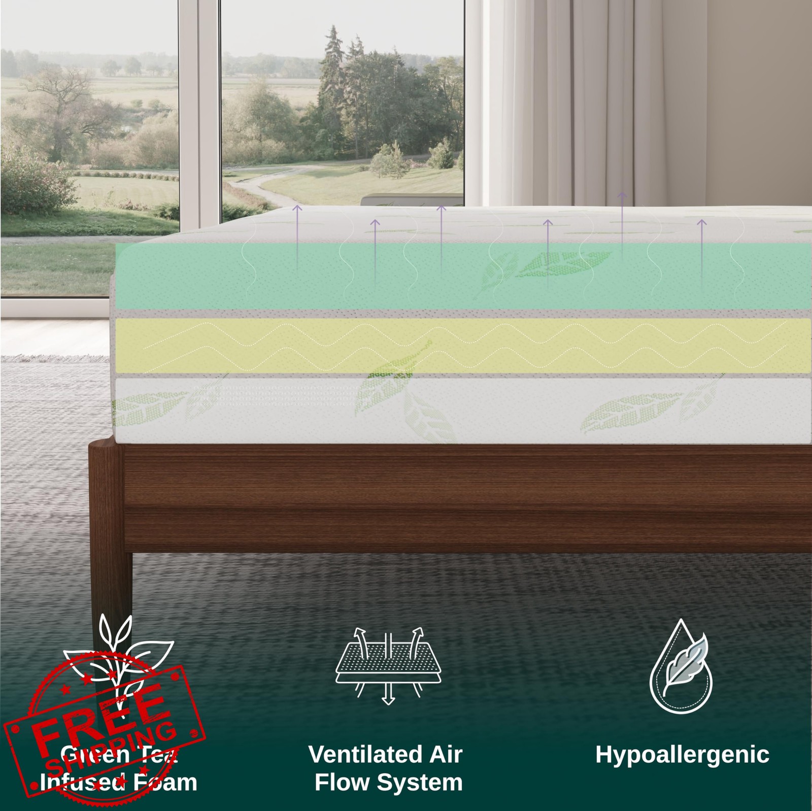 NapQueen Twin 8 Inch Green Tea Mattress
