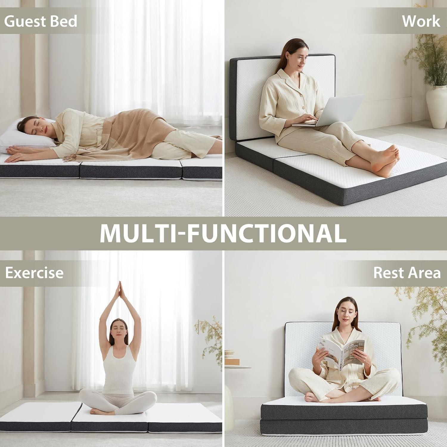 Tri Fold Memory Foam Foldable Mattress Single 3 inch Folding Mattress Guest