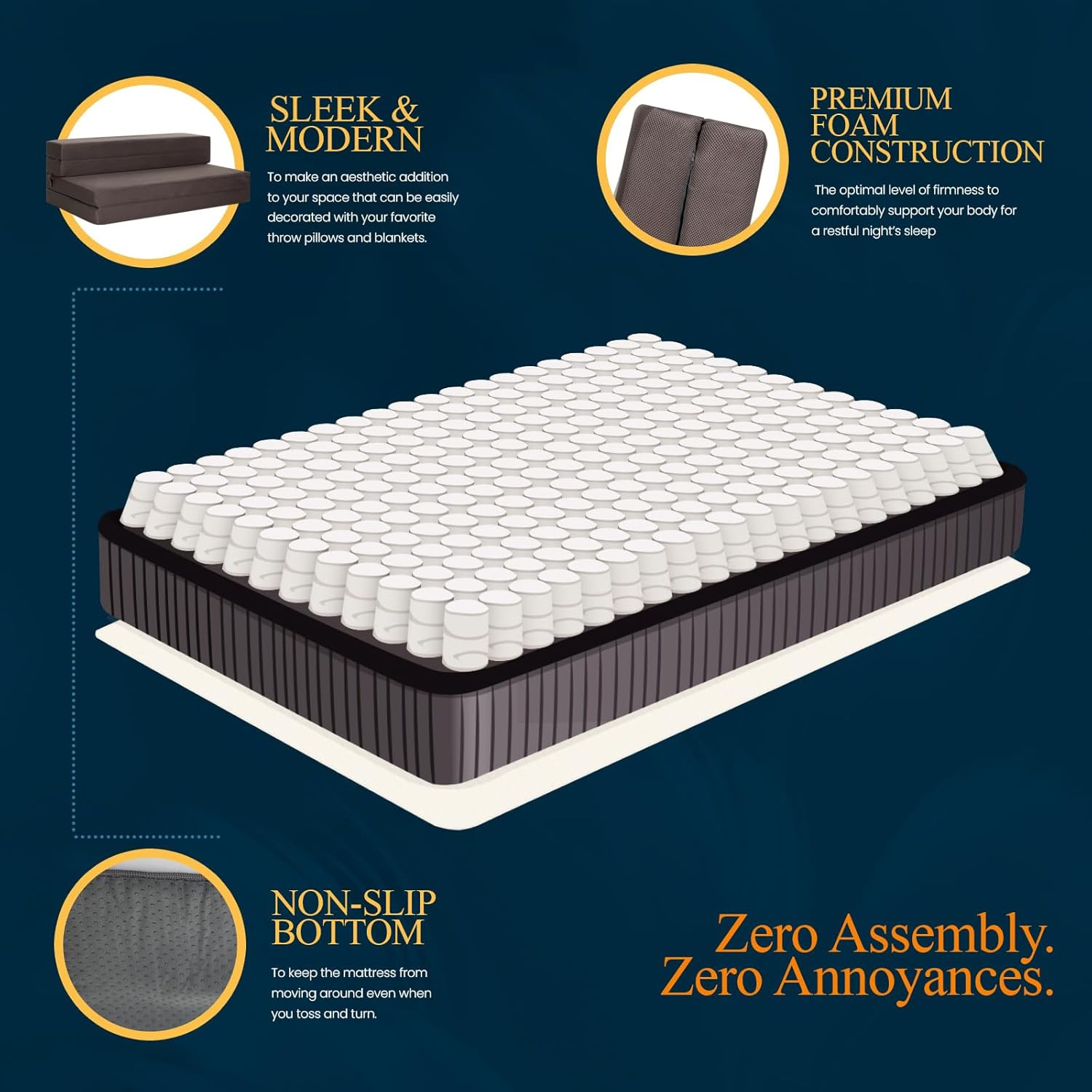 Tri-Fold Foam Mattress – Portable Folding Sofa Bed for Guests & Travel