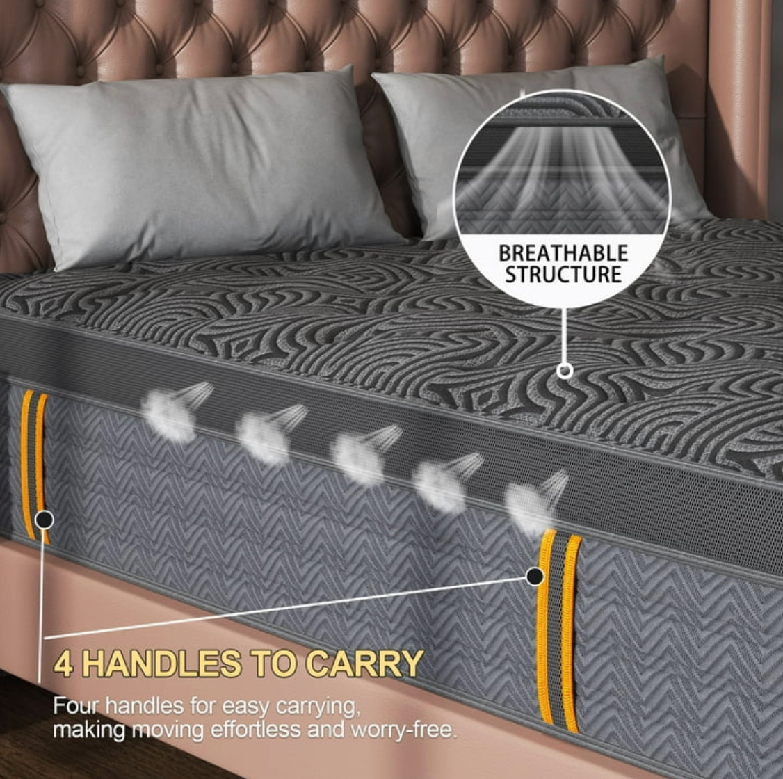 14″ Colchones Queen Size 14 Pulgadas Espuma Memory Foam Innerspring Mattress