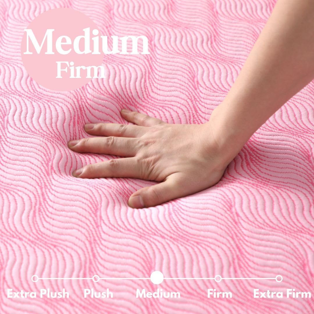 6″ Pink Cooling Memory Foam Mattress – Medium Firm, Safe for Kids & Adults