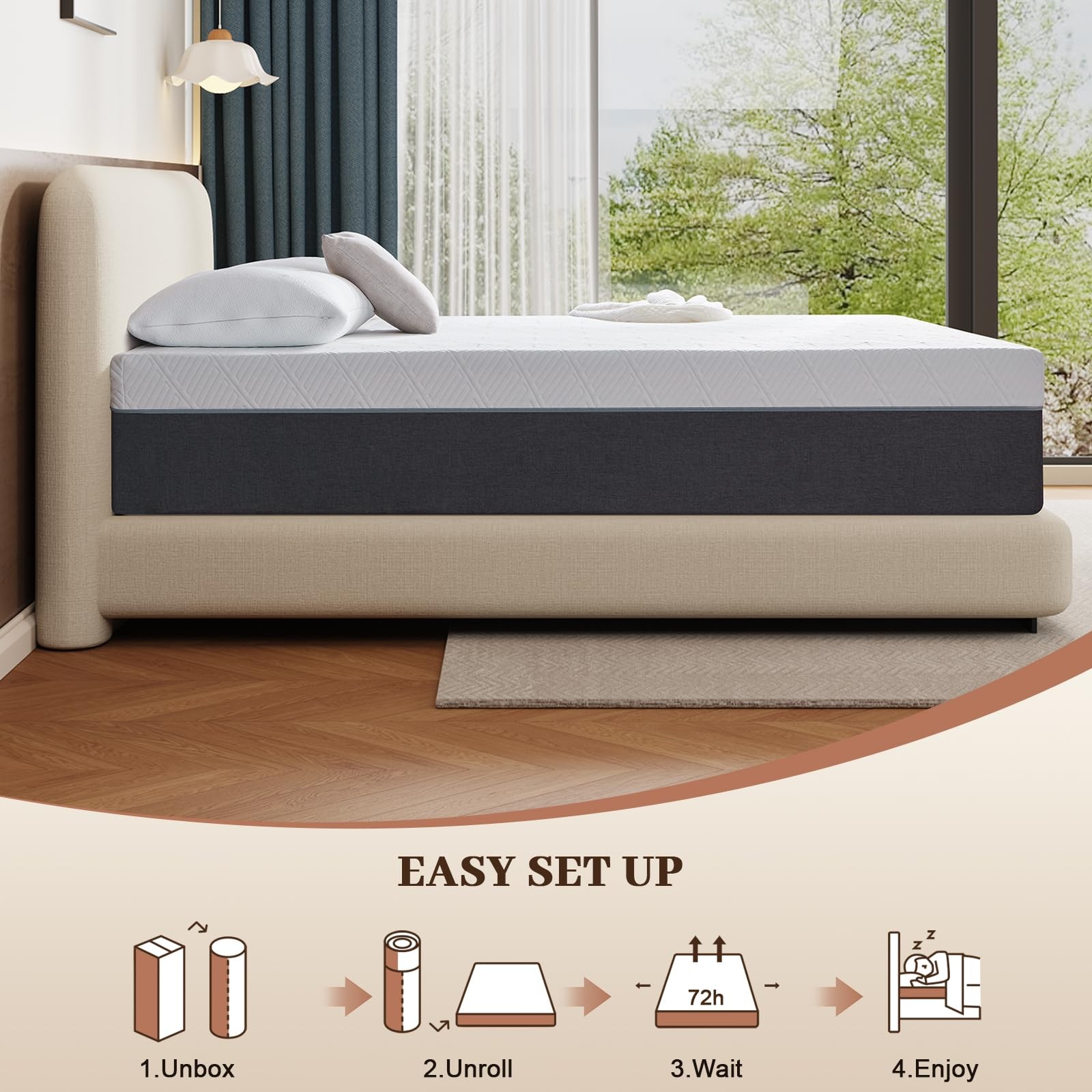 8 Inch Twin Mattress No Fiberglass Gel Memory Foam Mattress for Back Pain, Re…