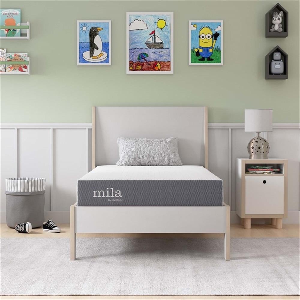 Modway Mila 8″ Twin Modern Style Memory Foam Mattress in Gray