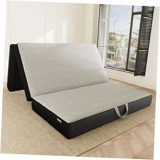 Grey Memory Foam Trifold Mattress – 6″ – Full – Portable Floor Bed