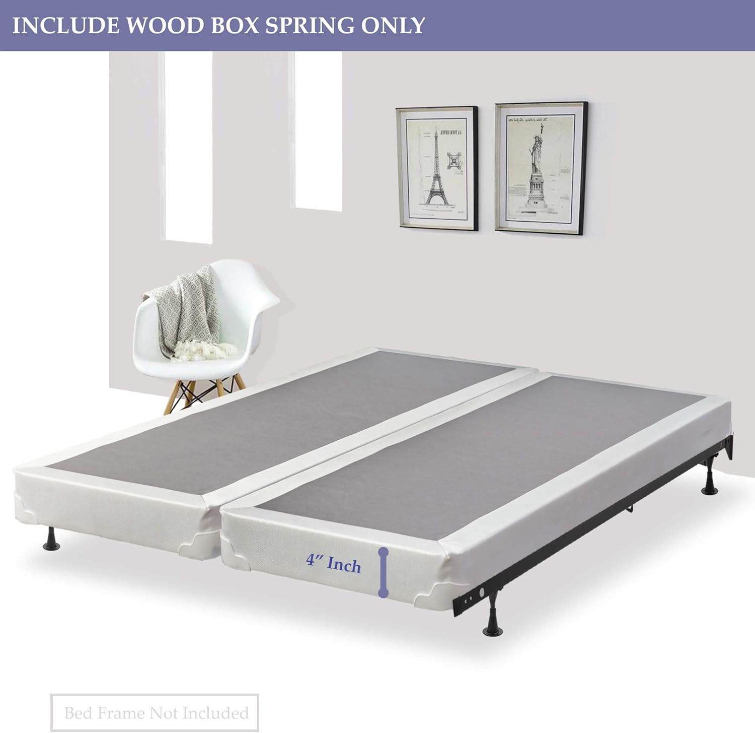 Greton Fully Assembled Low Profile Split Wood Boxspring/Foundation for Mattress,