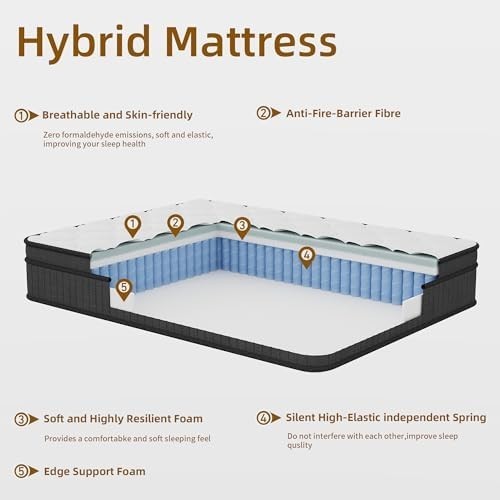 12 Inch Queen Mattress in a Box Hybrid Gel Memory Foam Pocket Spring Soft Plush