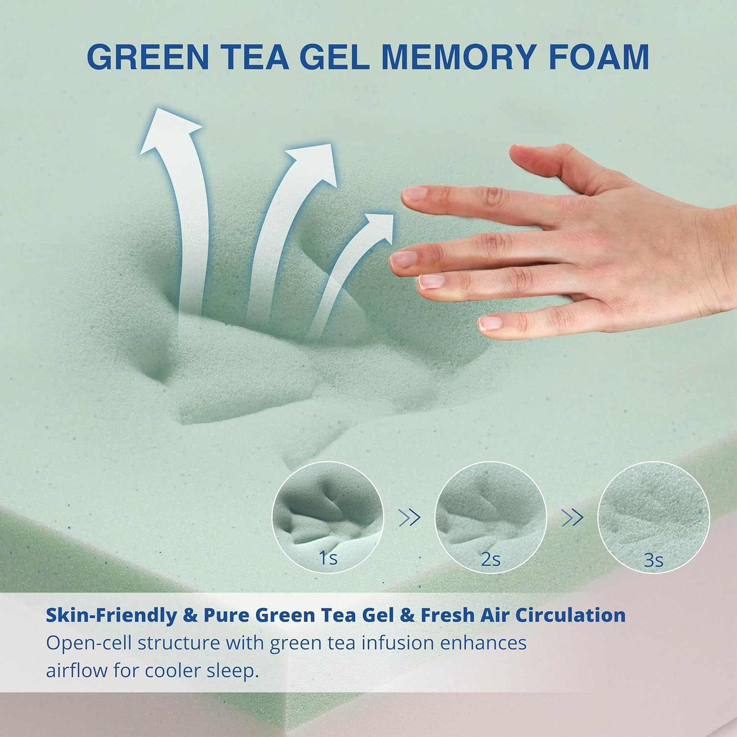12″ King Green Tea Memory Foam Mattress – Cool Sleep & Pressure Relief