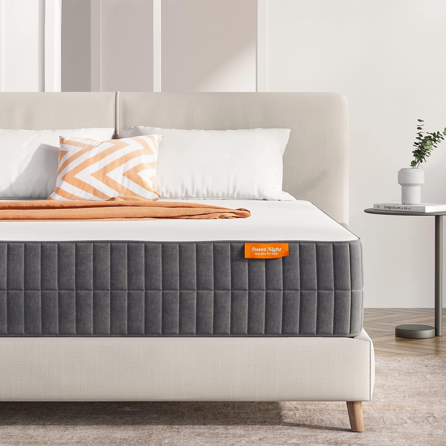 SWEETNIGHT MATTRESS, SWEETNIGHT 12 INCH, SIZE KING – GRAY/WHITE