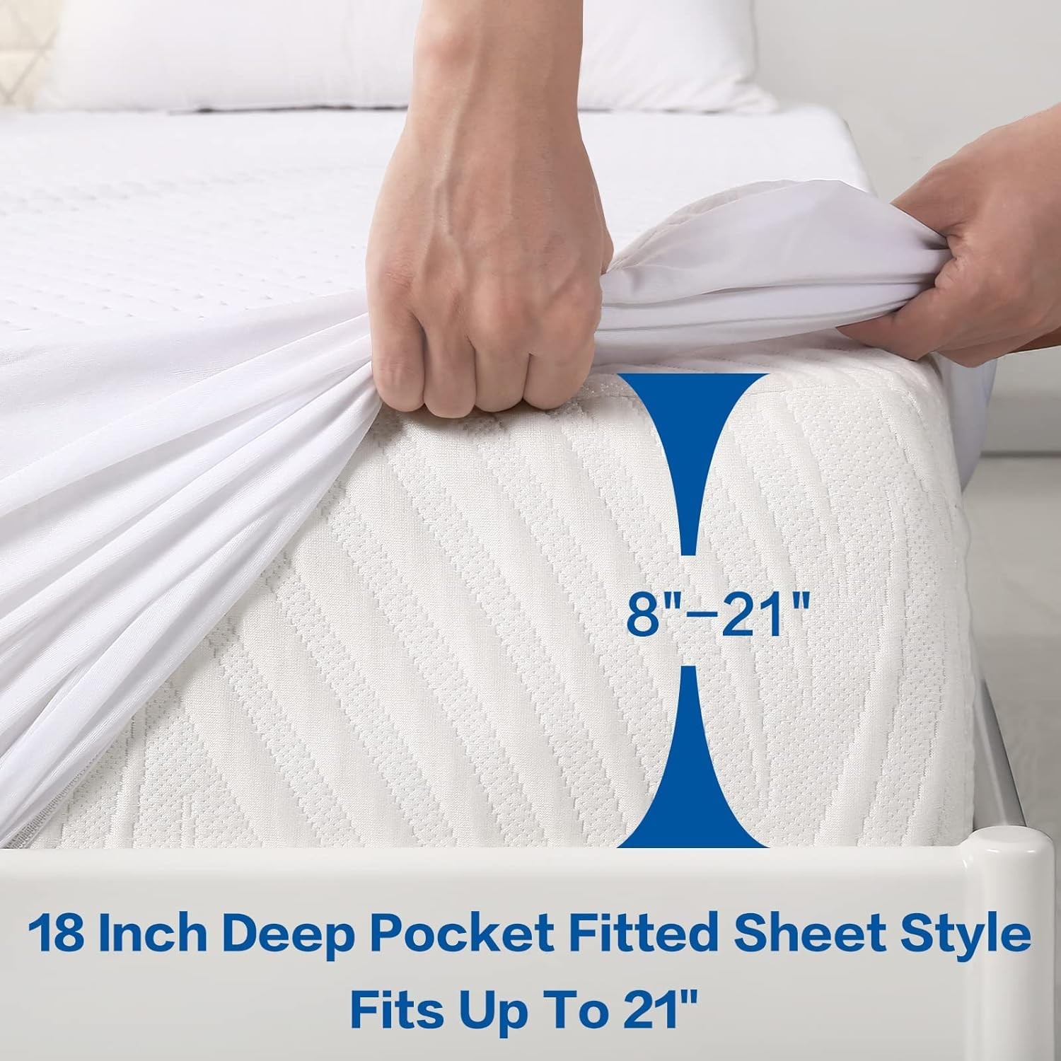 Premium Waterproof Mattress Protector Queen Size,4D Air Cooling Queen, White