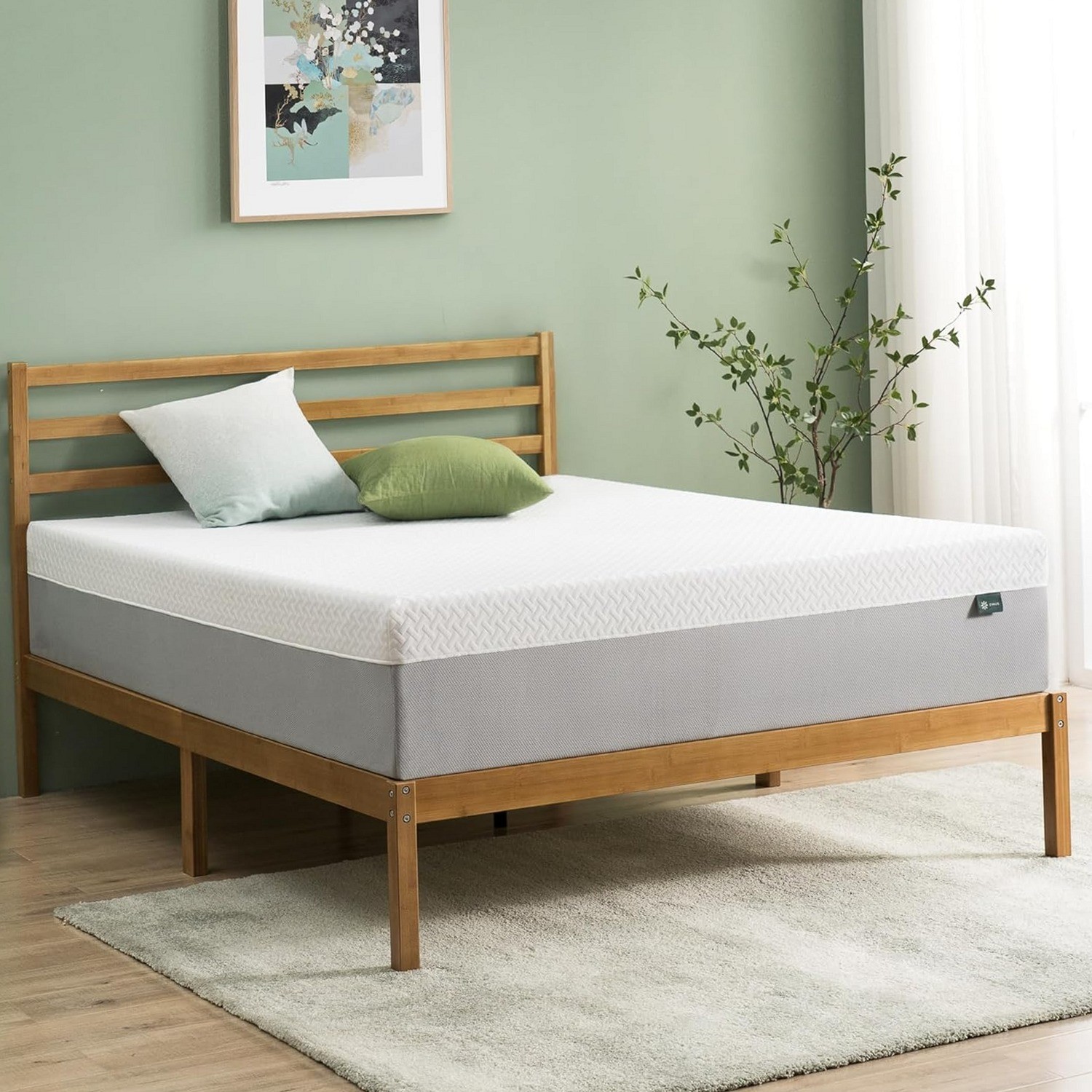 Zinus 12 Inch Green Tea Memory Foam Mattress Queen Fiberglass Free Medium NEW