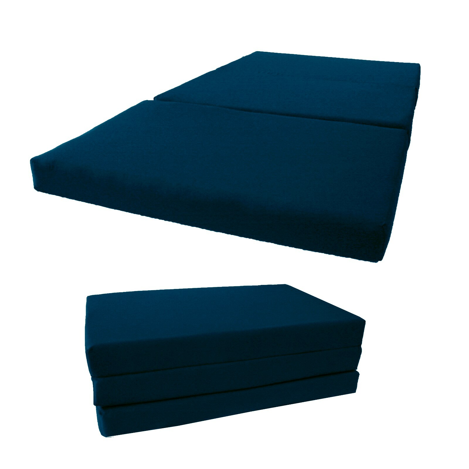 Full Shikibuton Trifold Foam Beds, Folding Mattresses 4 x 54 x 75, Navy Blue
