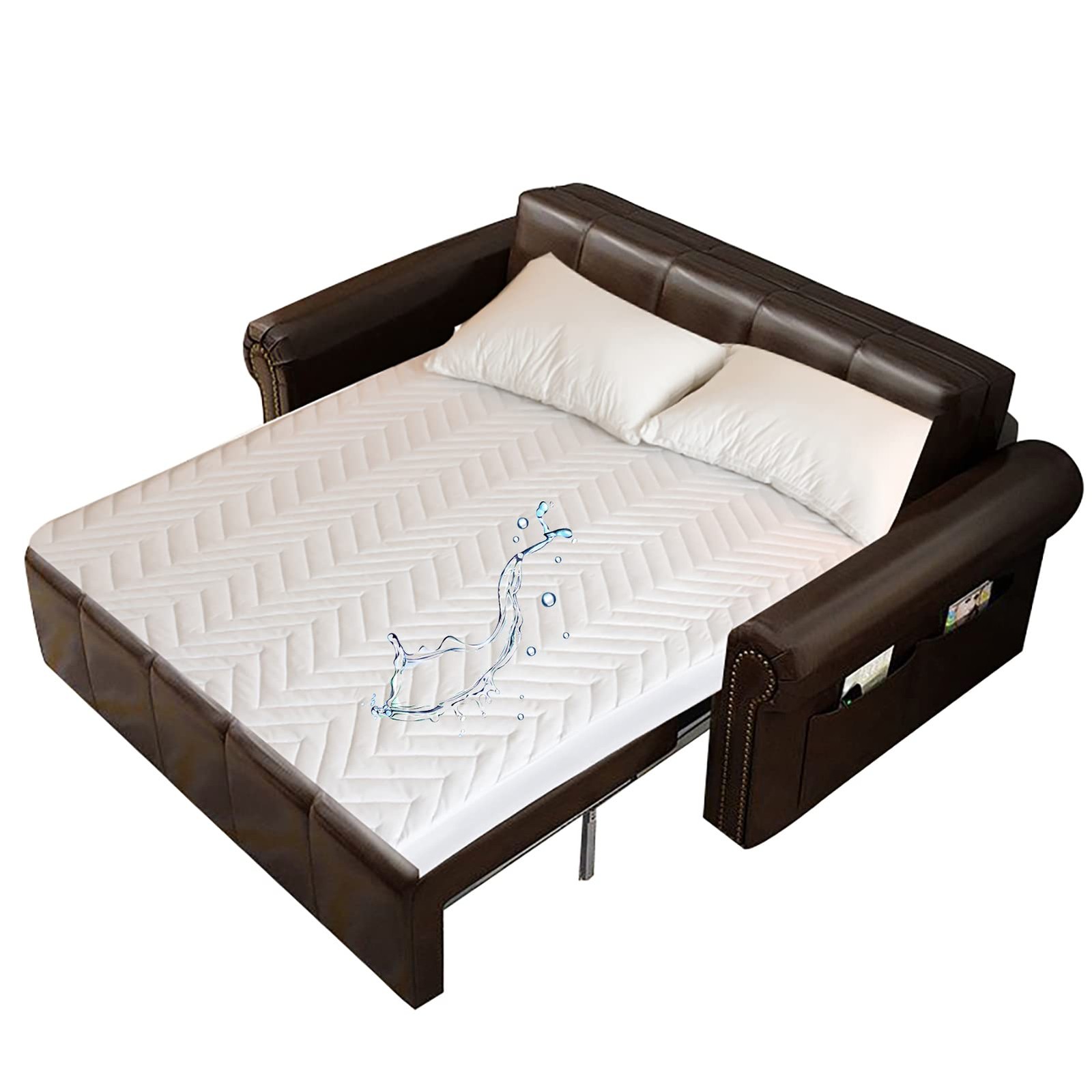 Quilted Waterproof Sleeper Sofa Full (54 x 72 inches), White