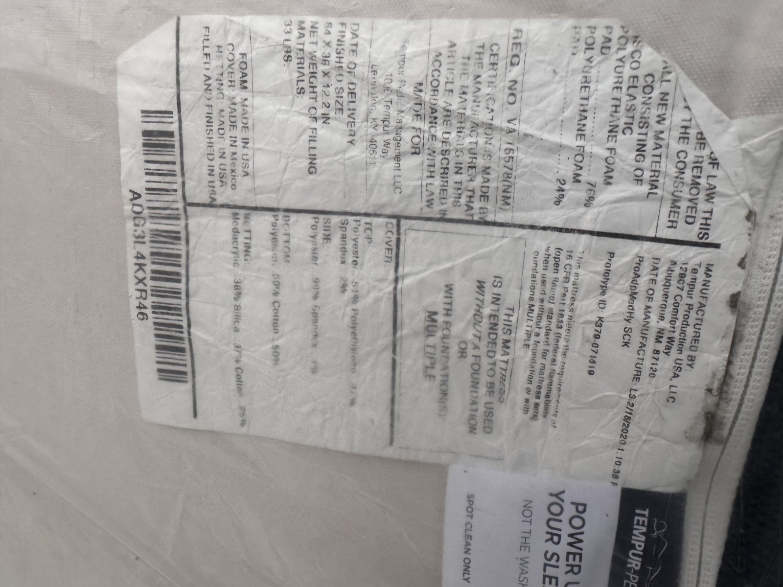 Tempur-pedic mattress Pro Adapt Medium HybridTwin XL 84″ ex-display.