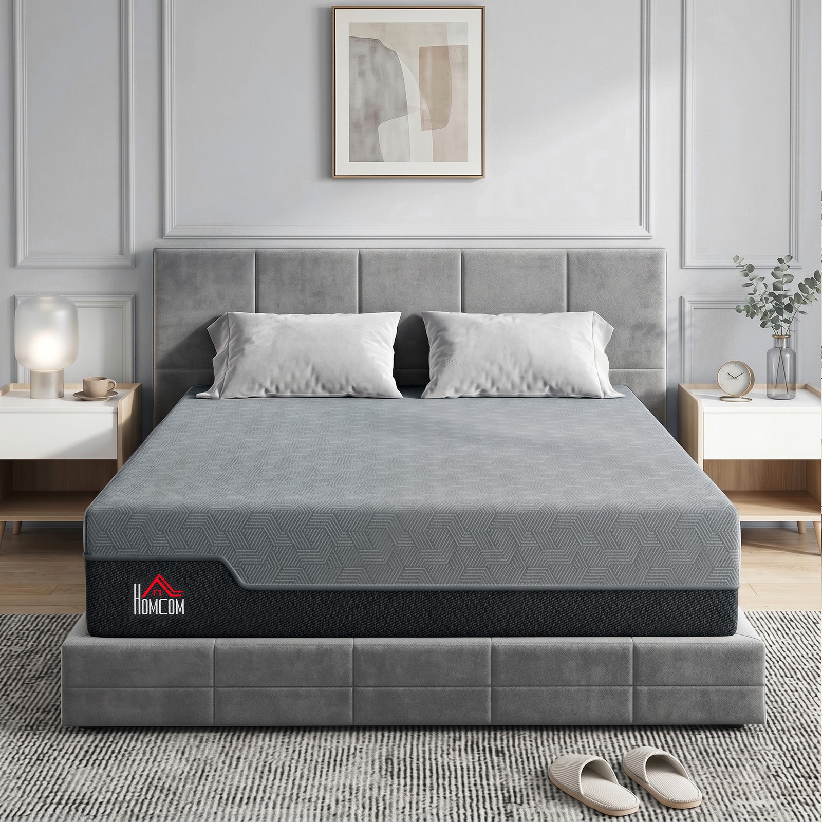 HOMCOM Queen Mattress, 12 Inch Graphene Gel Cooling Memory Foam Mattress