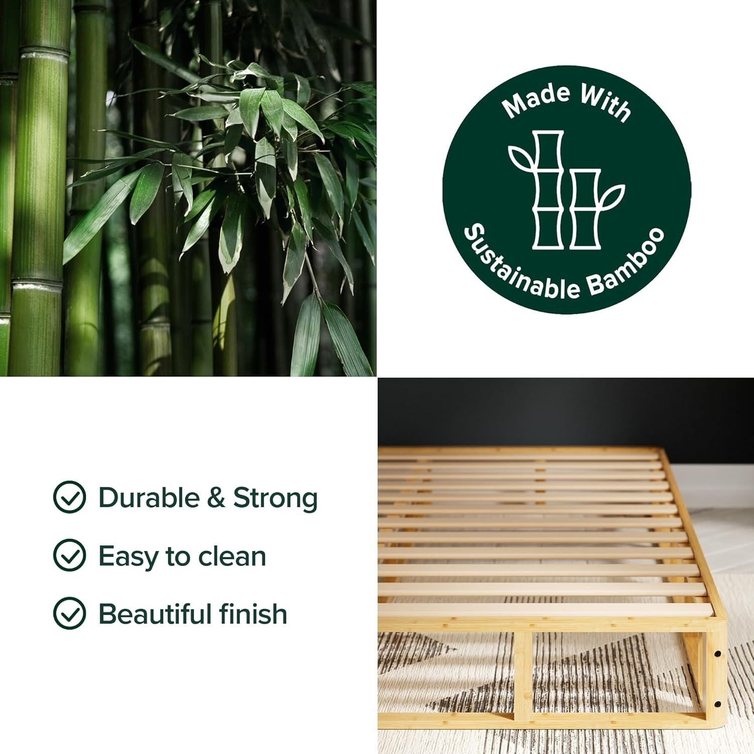 Edgar 8 Inch Bamboo Box Spring, Mattress Foundation, Sturdy Bamboo Structure,…