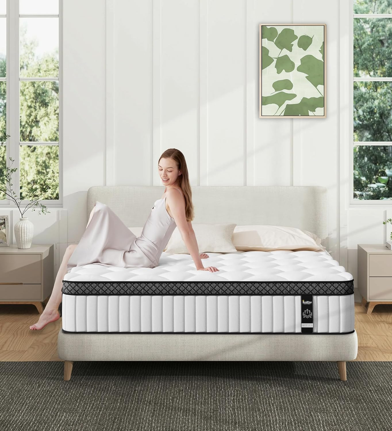 Full Mattress,10 Inch Hybrid White Mattresses,Gel Memory Foam Spring Mattress in