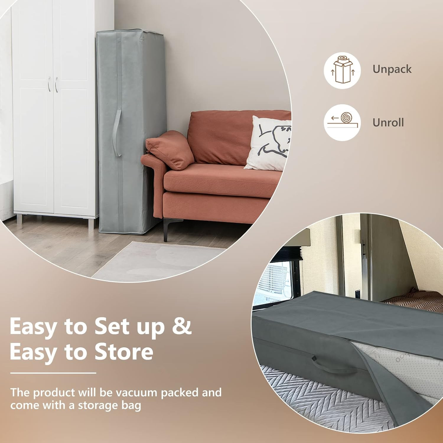 4″ Memory Foam Tri-Fold Mattress with Removable Cover & Storage Bag – Full Size