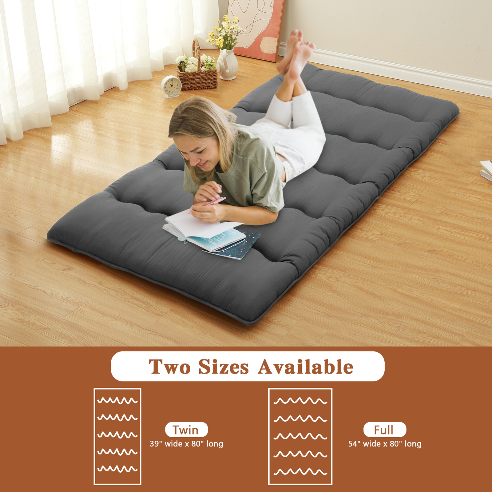 Japanese Style Floor Futon Mattress,Folding Futon Mattress Sleeping Mattress Pad