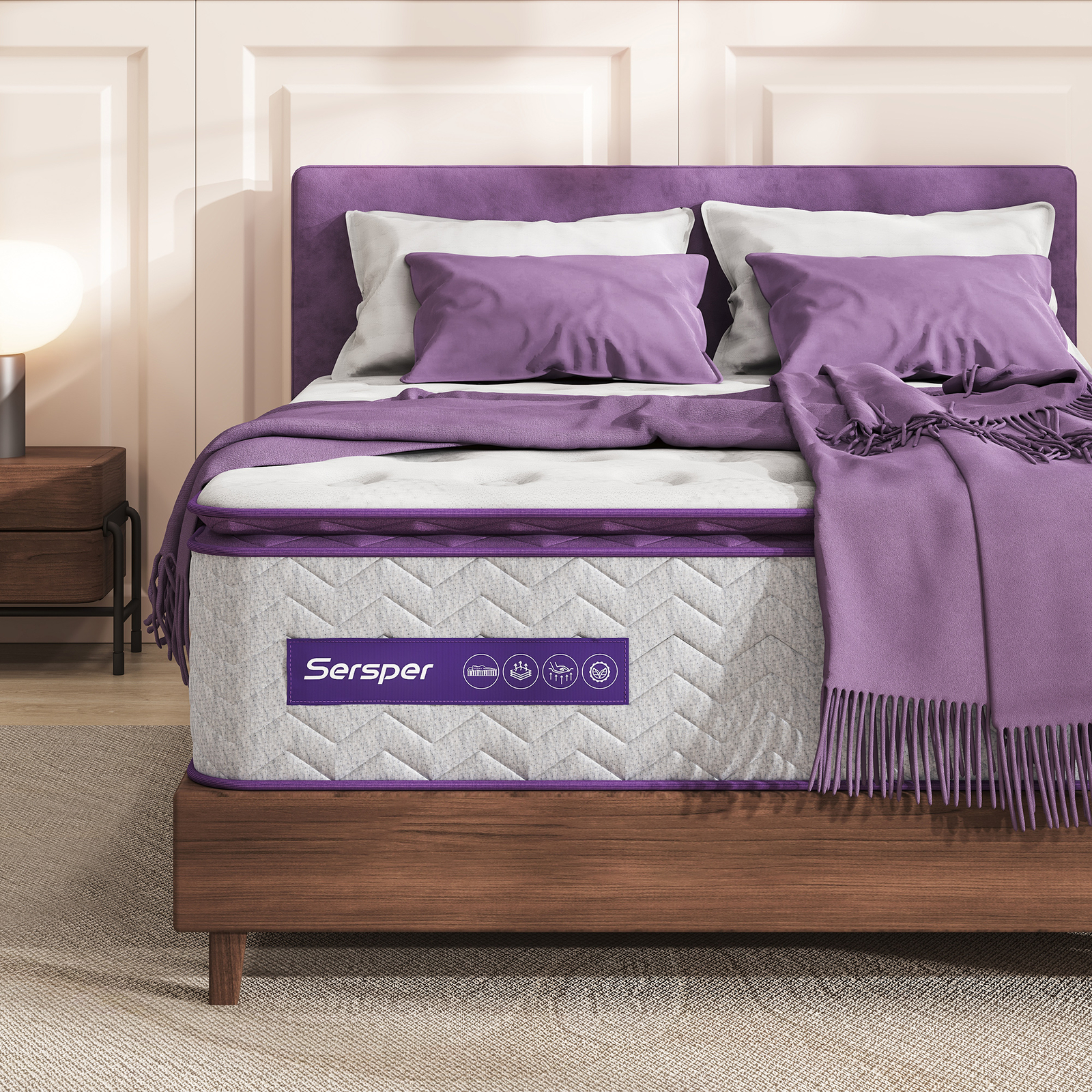 8/10/12 in Pillow Top Memory Foam Hybrid Mattress In A Box, Twin/Full/Queen/King