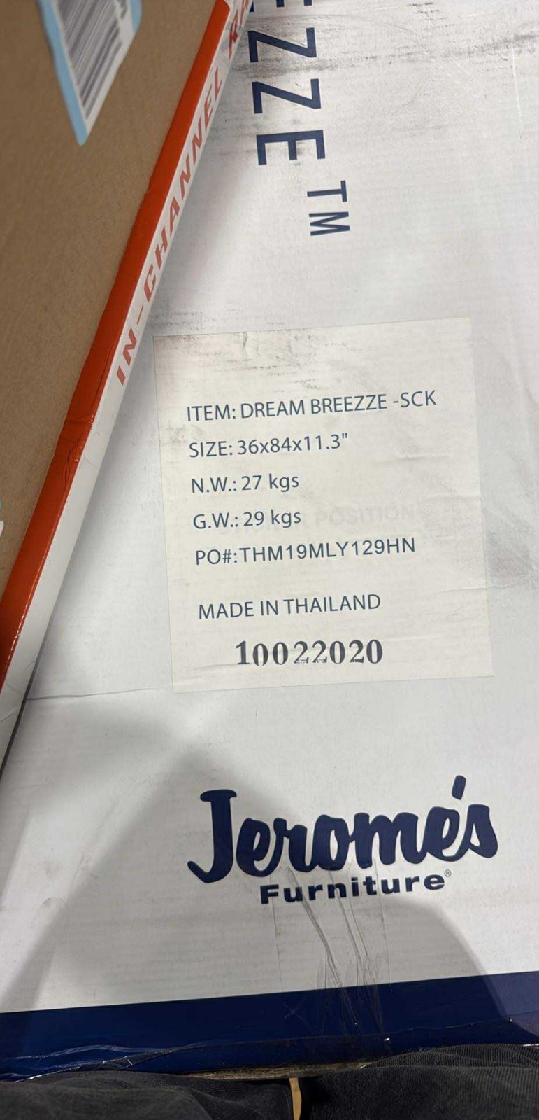 Jerome’s Dream Breezze SCK Split Cal King Mattress 36x84x11.3in Thailand
