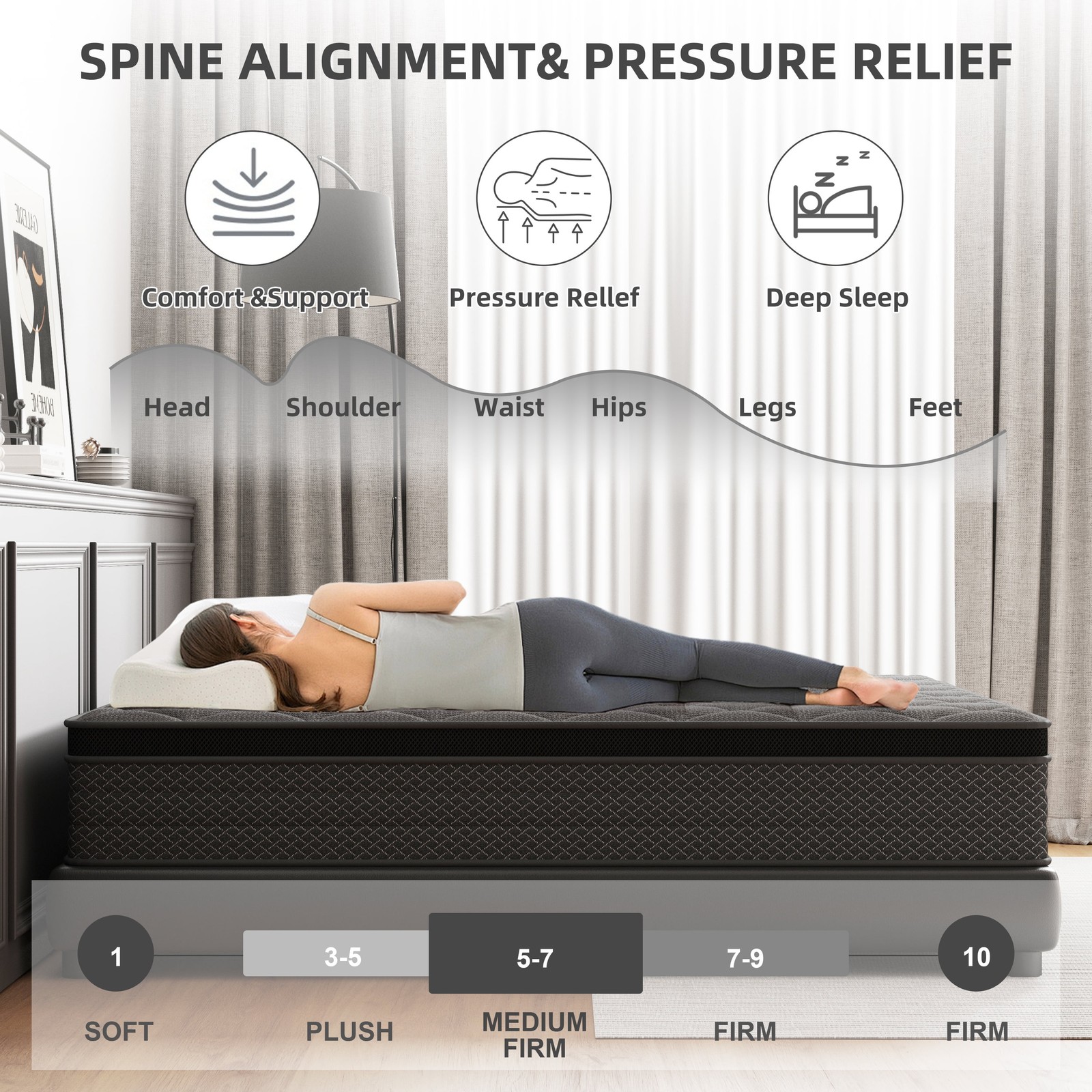14 Inch Twin Hybrid Mattress in a Box Gel Memory Foam Pocket Spring Medium Firm