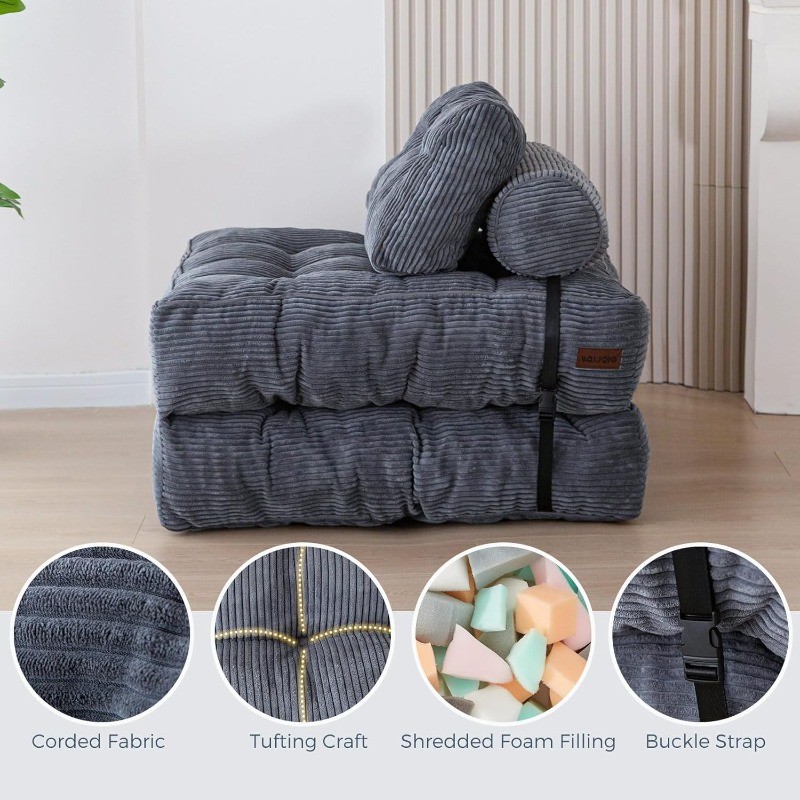 Folding Sofa Bed, Convertible Sleeper Chair with Pillow Foldable Mattress