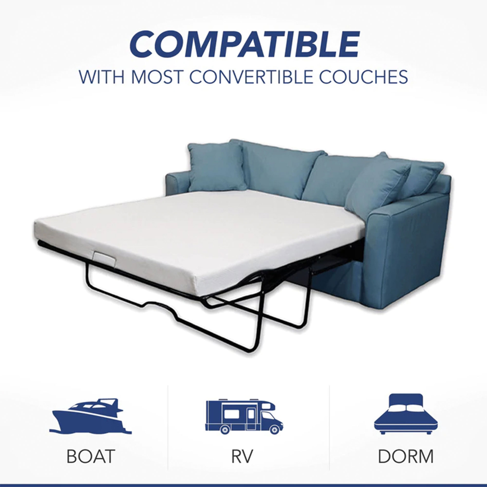 Dynasty Mattress Memory Foam Full Mattress for Pull Out Sofa (Sofa Not Included)