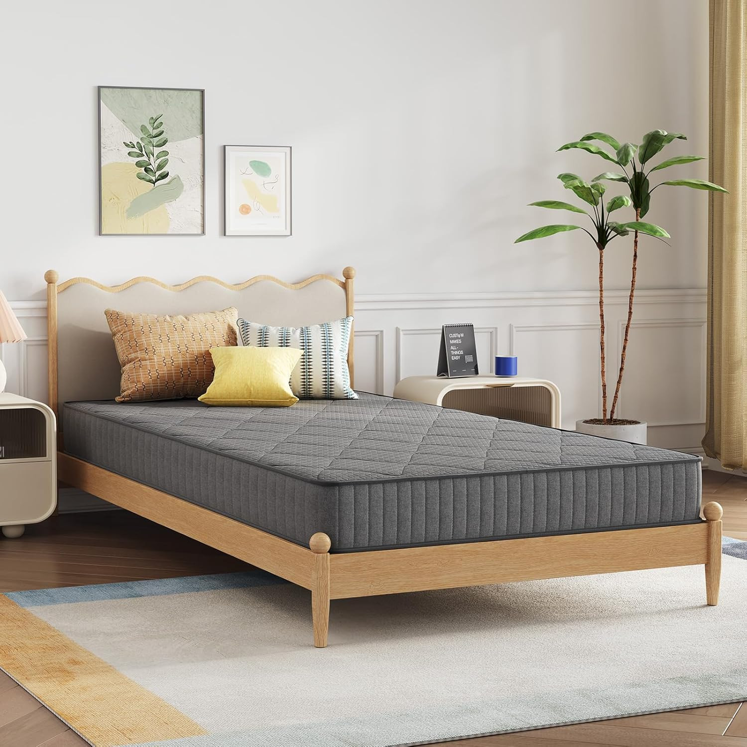 Kids Twin Mattress, 6″ Hybrid with Bonnell Coil & Gel Foam, CertiPUR-US Certifie