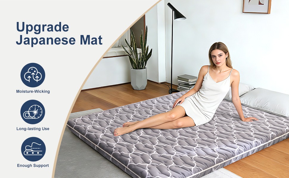 6th nerat Japanese Floor Futon Mattr – Extra-Thi 9-Layer Modern