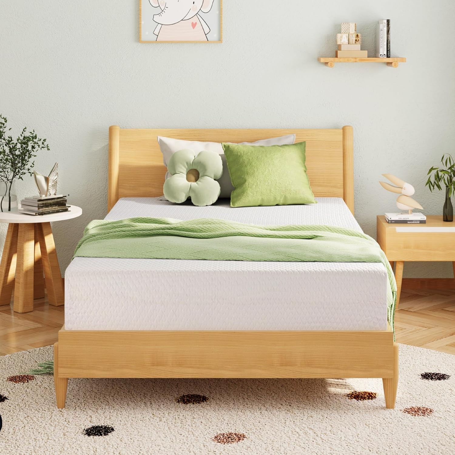 EGOHOME 6 Inch Twin Mattress for Kids, Memory Foam Mattress with Cooling Green T