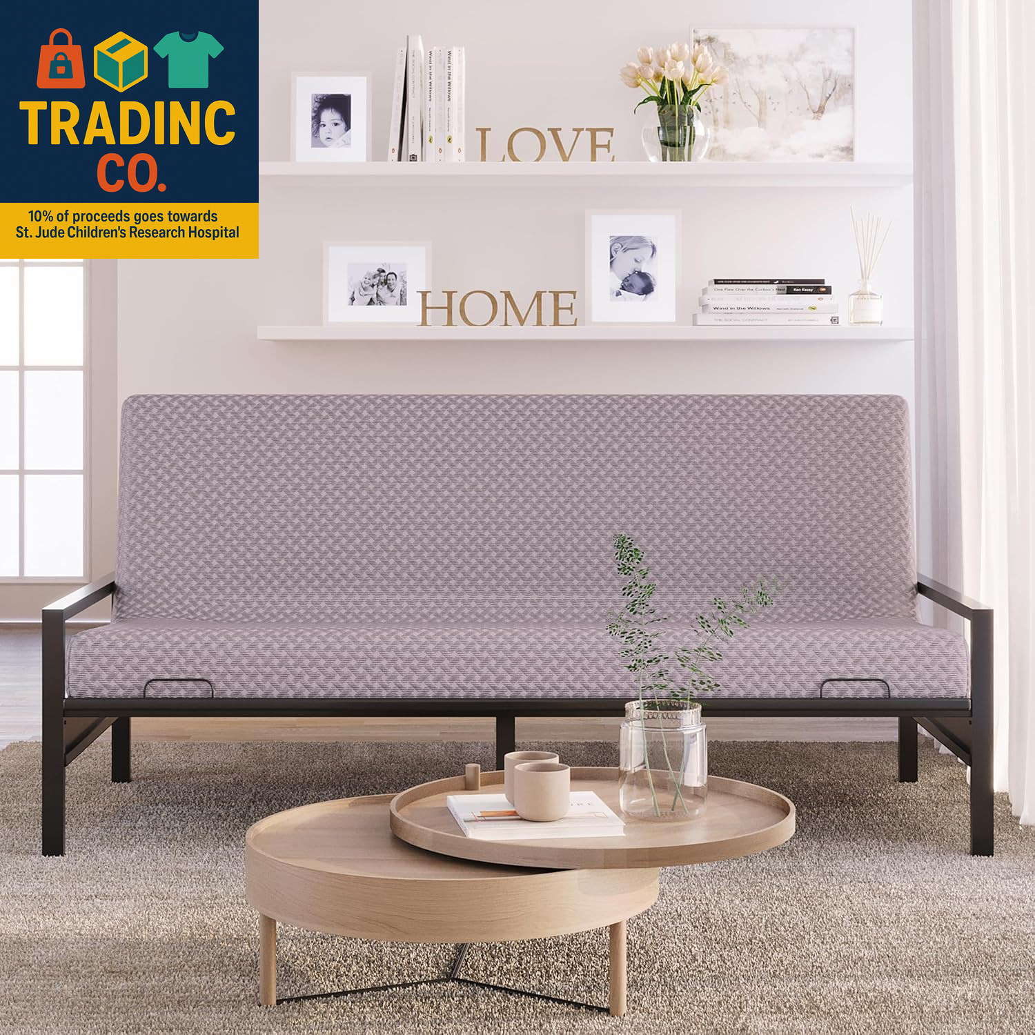 Full Size Grey Memory Foam Futon Mattress (Frame Not Included)
