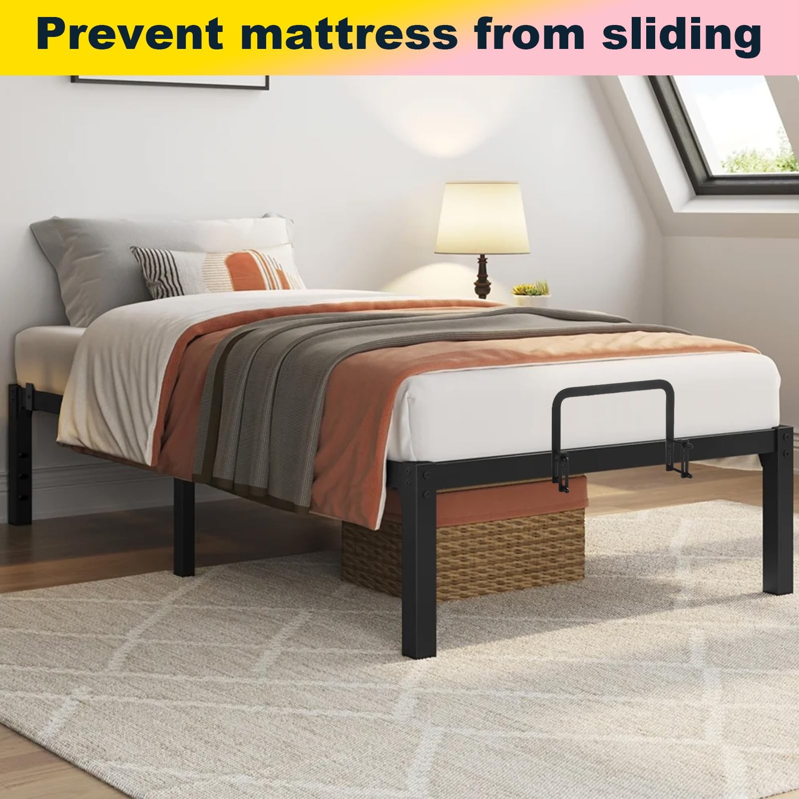 4PCS Metal Mattress Slide Stopper, Mattress Retainer Bar for Adjustable Beds,…