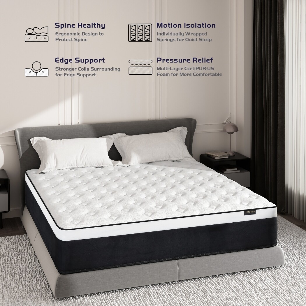 14 Inch Queen Size Mattress Hybrid Memory Foam Pocket Spring Mattress in A Box