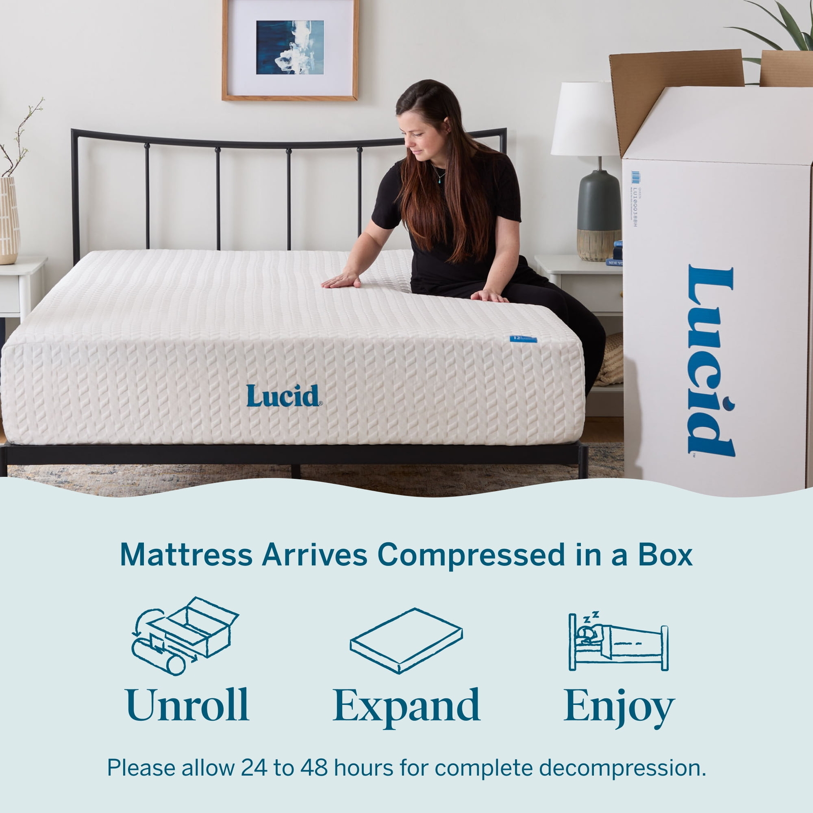 Lucid Gel Memory Foam Plush Mattress Twin, Twin XL, Full, Full XL, Queen, King,