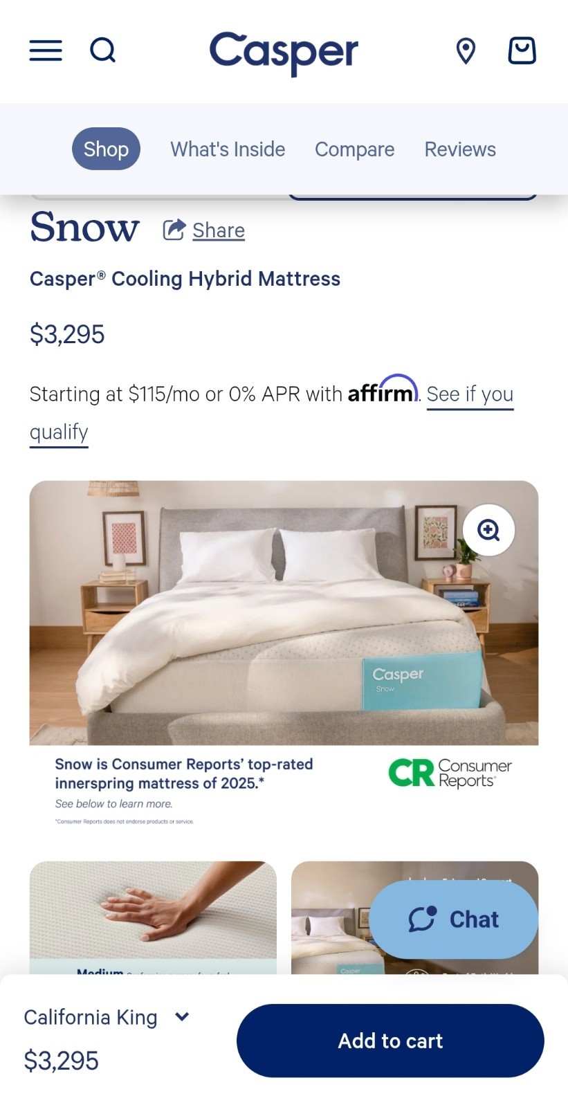 Casper Snow CAL-KING Size …