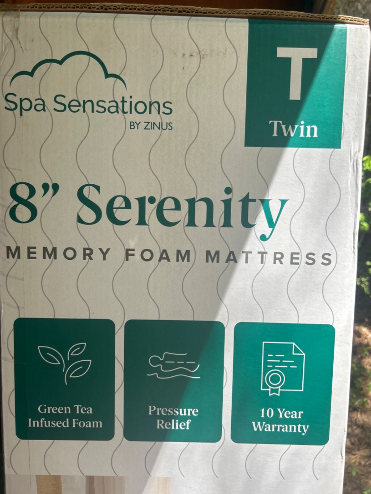 Zinus Spa Sensations Serenity 8” Memory Foam Mattress, Twin – Green Tea Infused