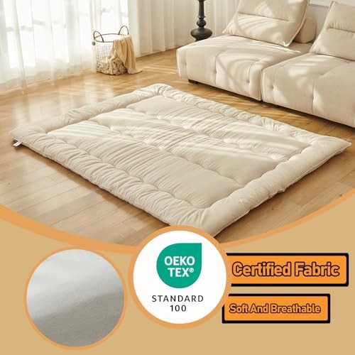 Queen Size Japanese Floor Mattress Without Washable Cover Beige Japanese Futon
