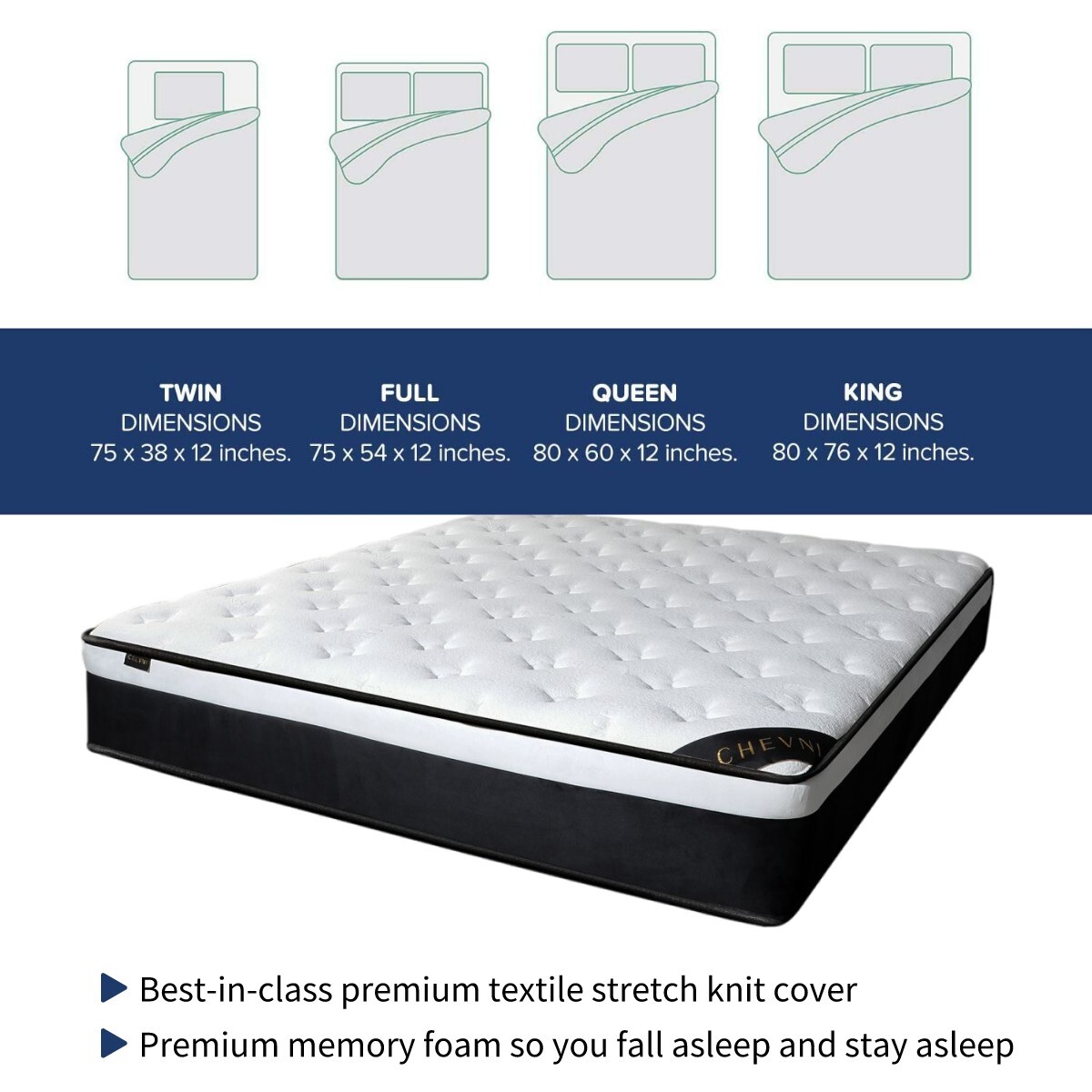 12 Inch Mattress Twin Full Queen King Luxury Spring Memory Foam Bed in a box