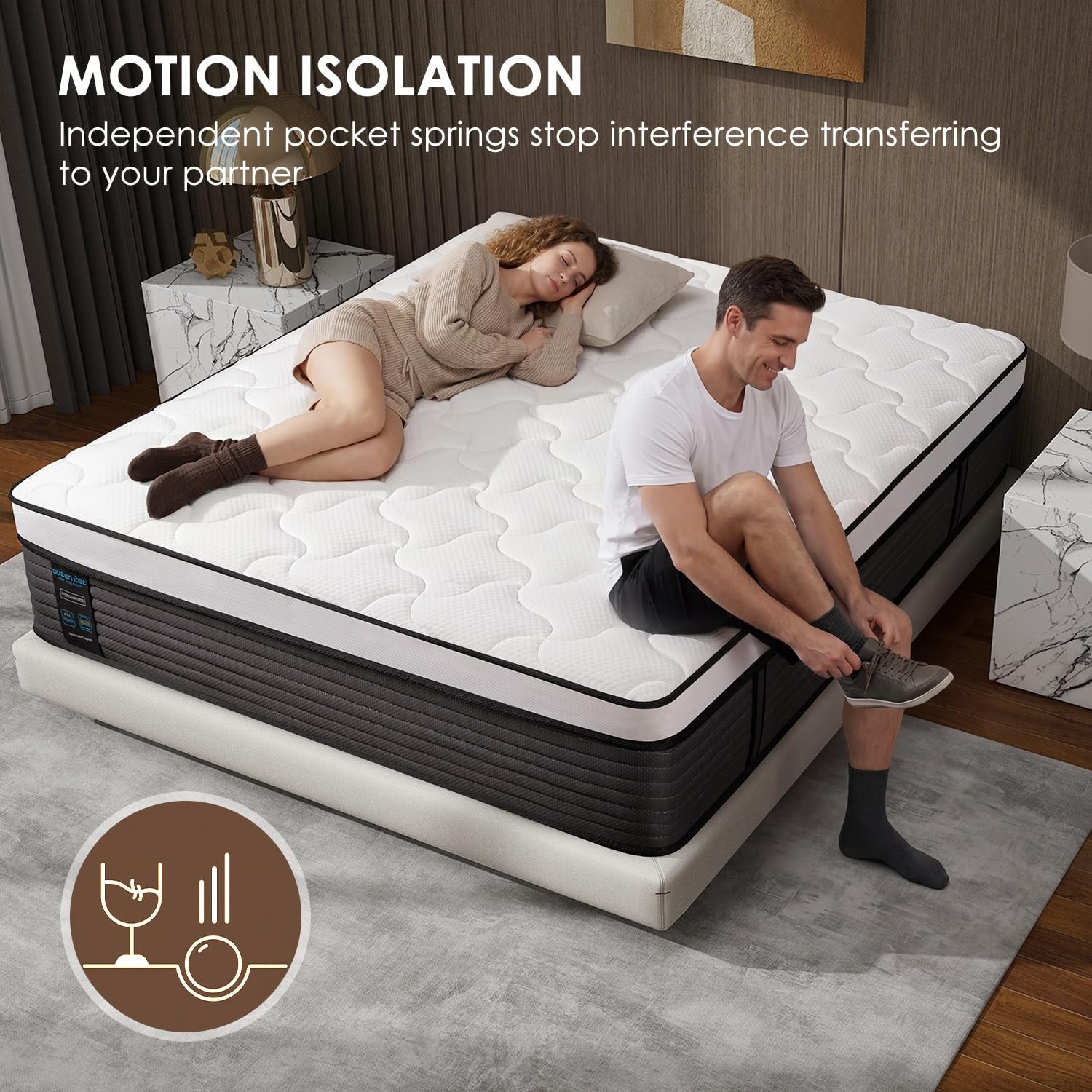 Full Hybrid Mattress, 12 Inch, Edge Support, Back Pain Relief, CertiPUR-US