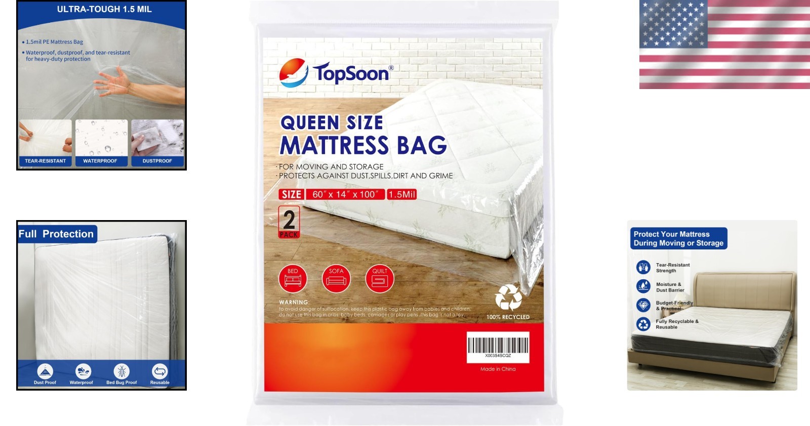 2-Pack Queen Mattress Storage Bags – Heavy-Duty Cover 1.5mil