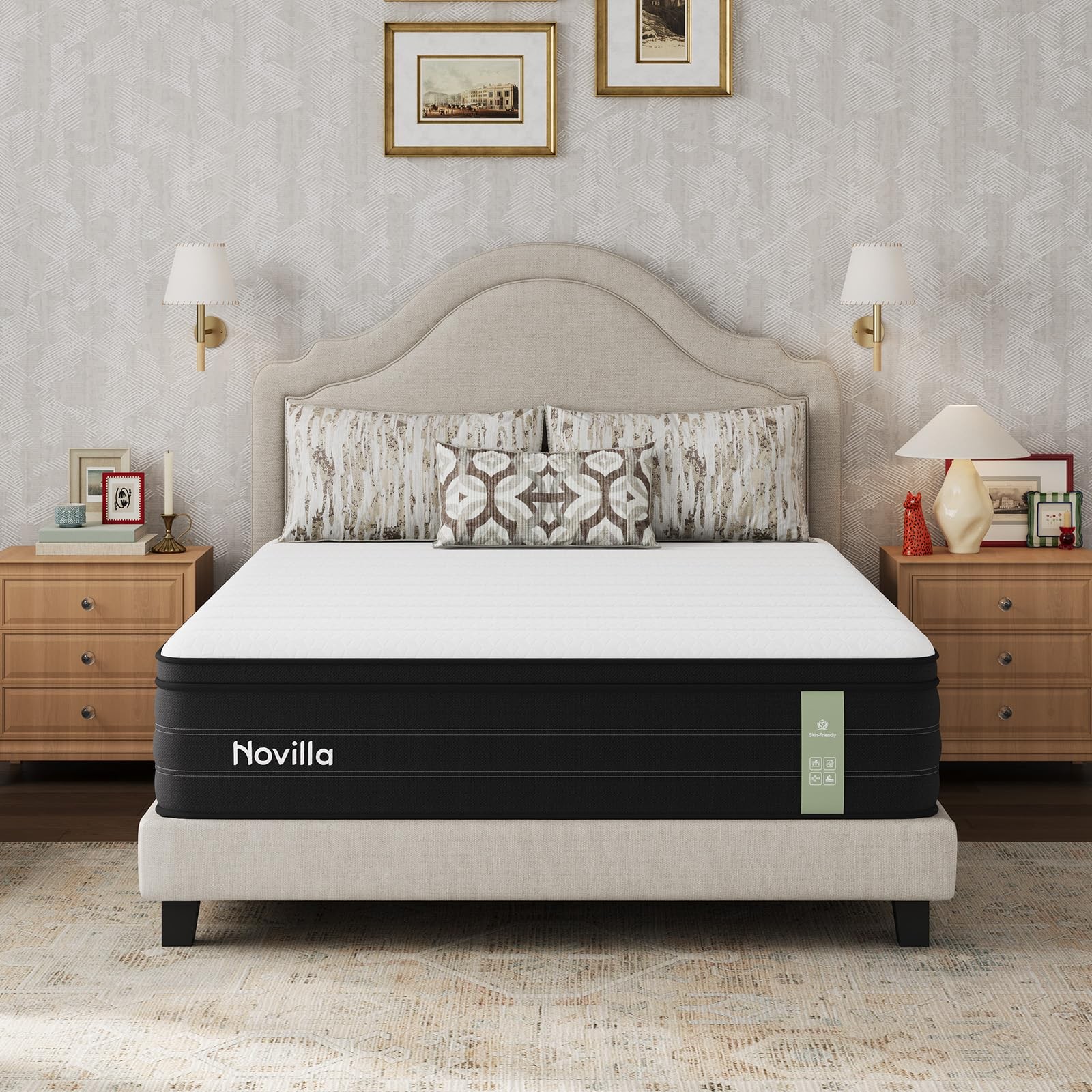 Novilla 12 Inch Queen Mattress, Cooling Queen Hybrid Mattress with Upgraded I…
