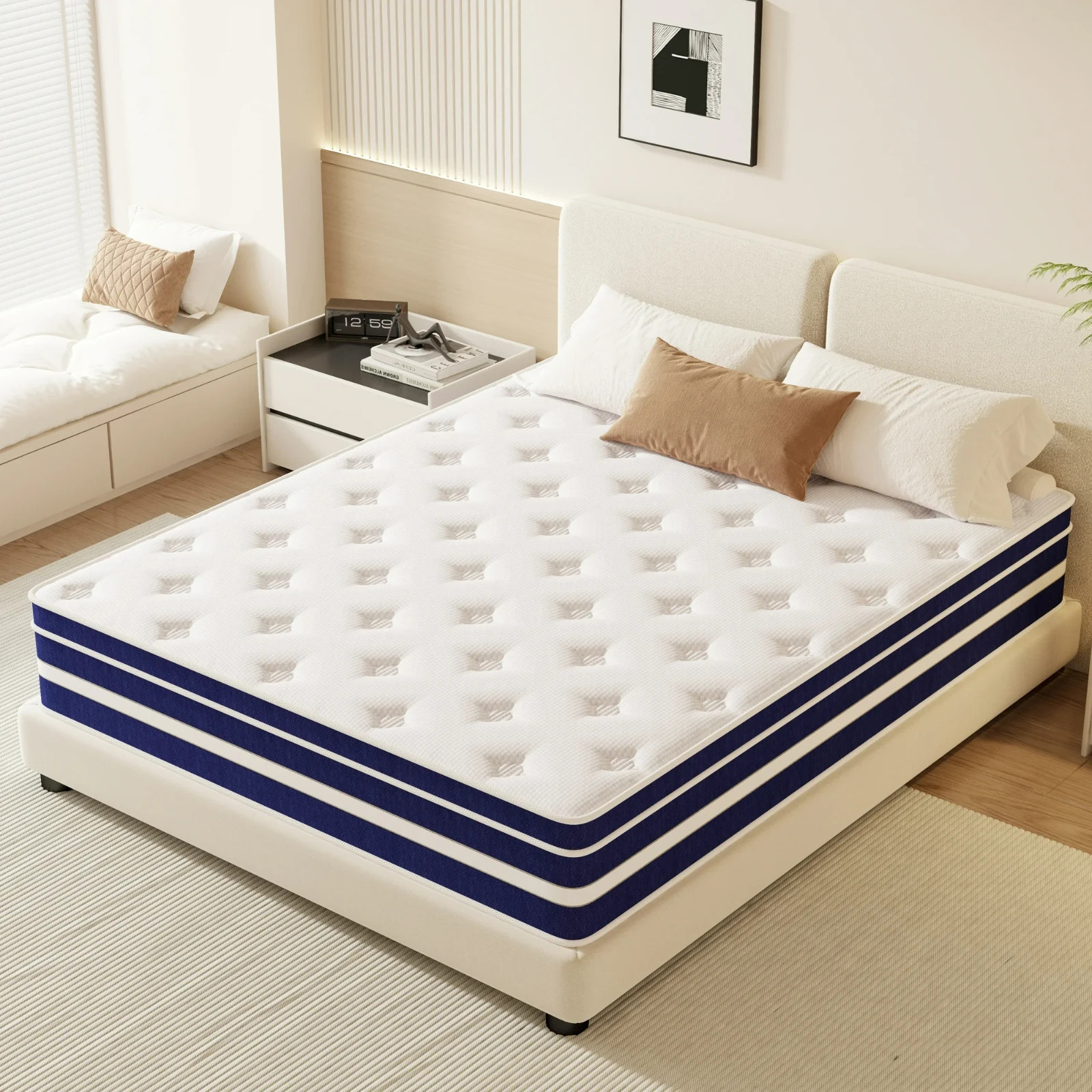 Twin 12″ Colchon Memory Foam Hibrido Cama Twin Mattress Hybrid Medium Comfort