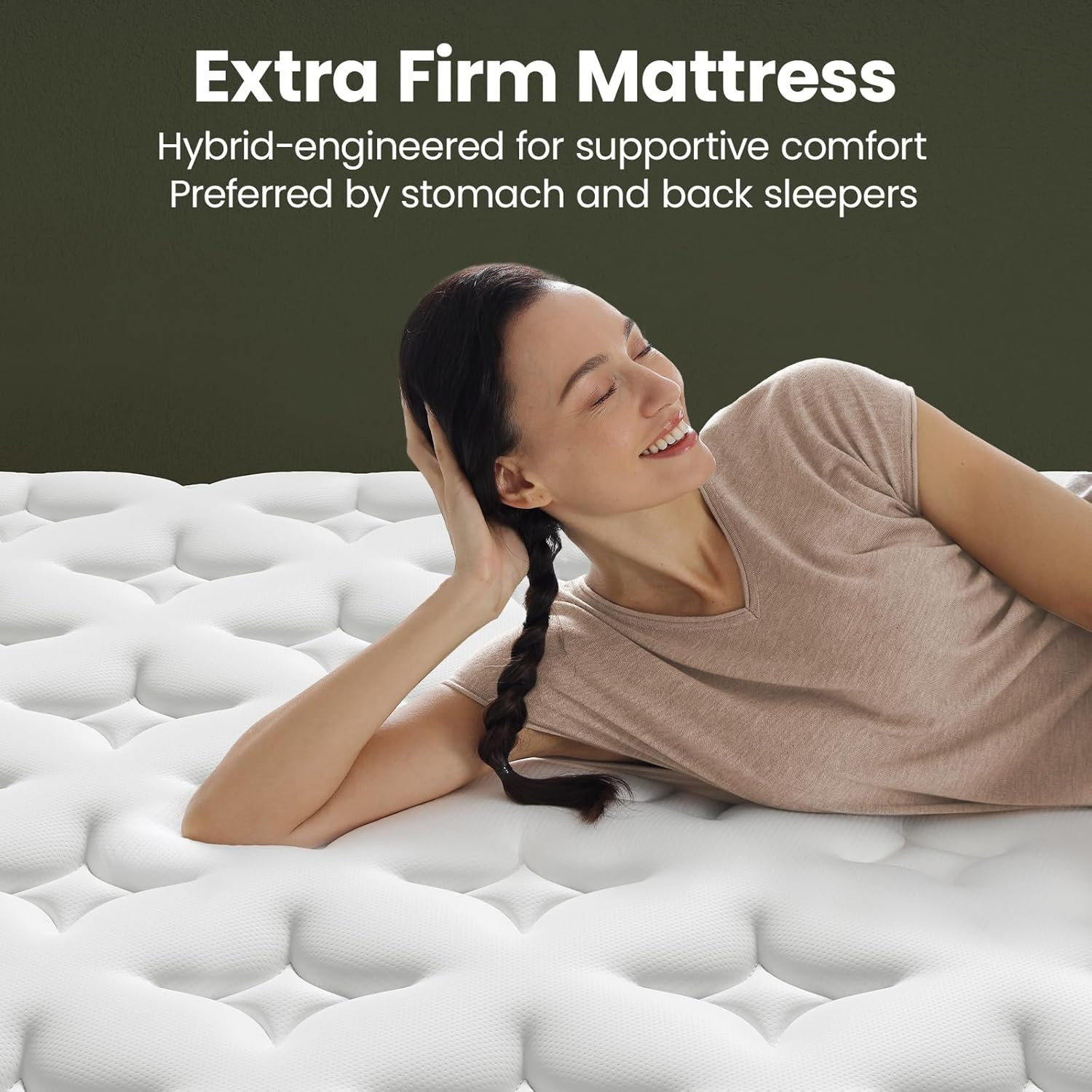Bedstory Queen Size Mattress 14 Inch – Extra Firm Hybrid Mattress with Ultra Lum