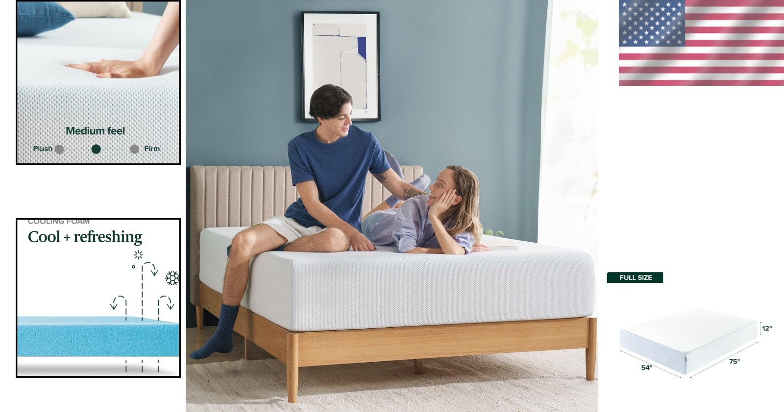 Green Tea Infused Memory Foam Mattress | Full | Cooling Gel