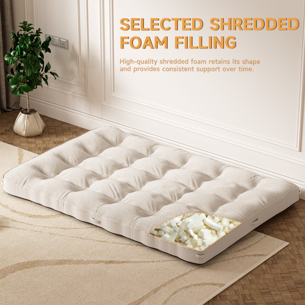 8in Floor Mattress Futon Mattress Sleeping Pad Foldable Roll Up Mat for Sofa Bed