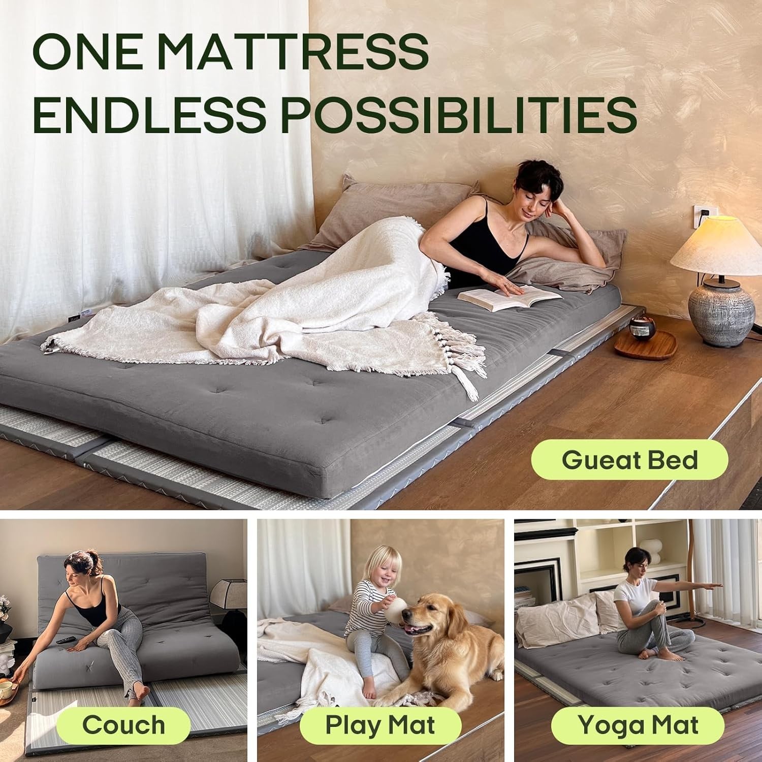 Multi-Functional 100% Cotton Queen Futon Mattress – 80″x60″ Foldable Design