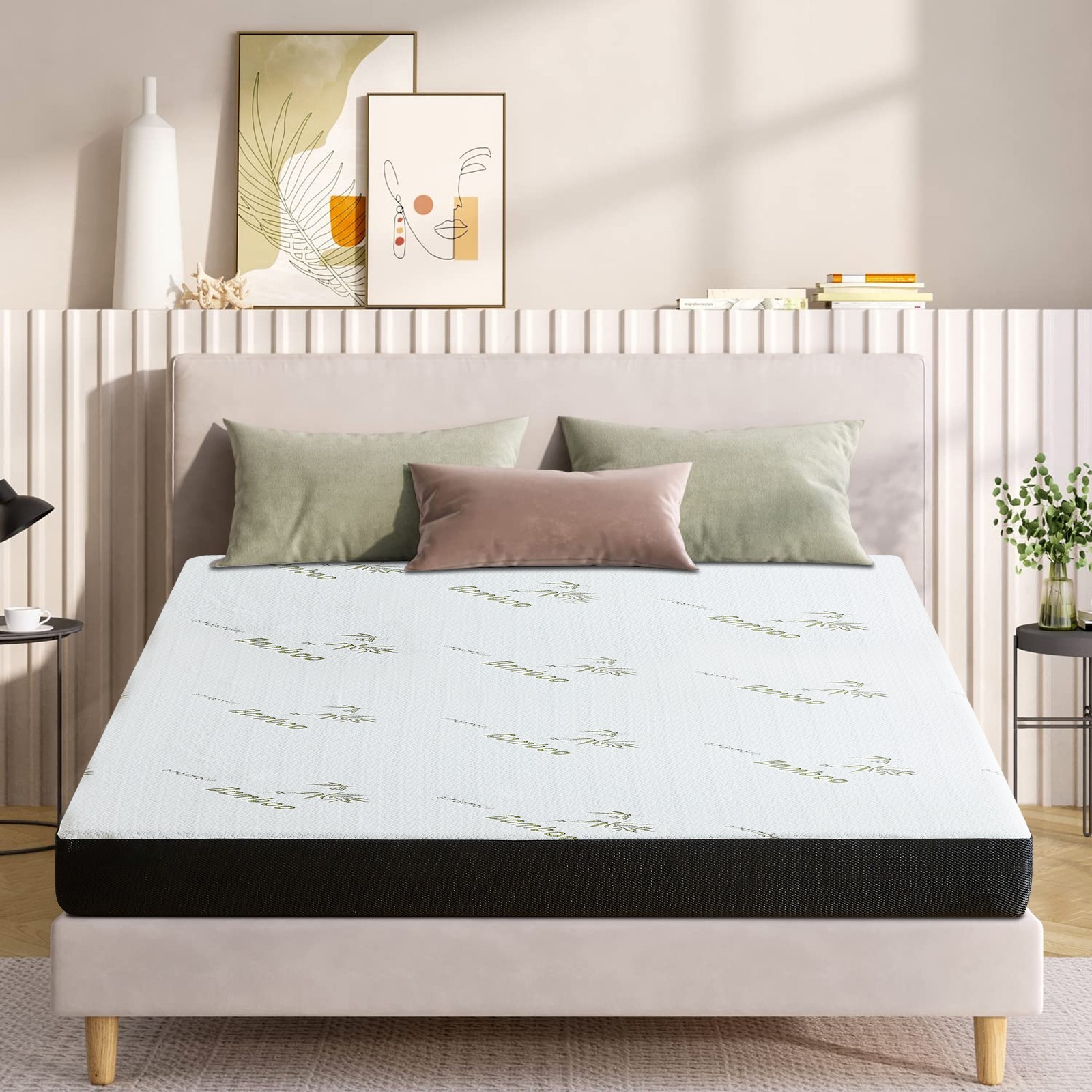 5/6 Inch Waterproof Gel Memory Foam Mattress with Breathable Bamboo Fabric Cover